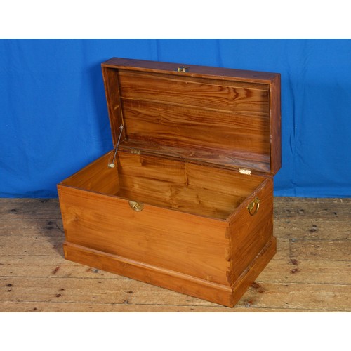 664 - A Chinese Hardwood Travelling Chest with Brass Lock Plate & Carrying Handles. Measuring: 80cms acros... 