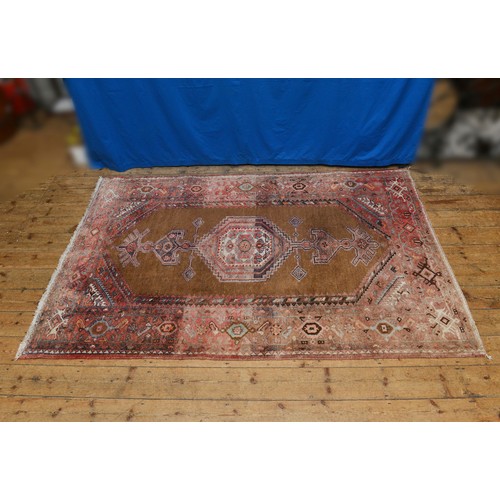 681 - A Red Ground Blue & Cream decorated Carpet/Rug with Gulls & Stylised Border. Measuring: 245cms x 160... 