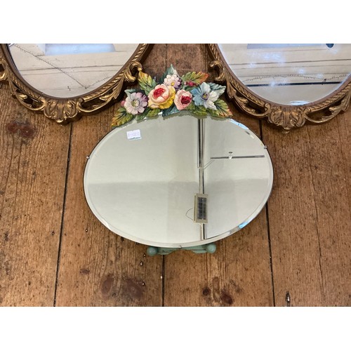 683 - A Pair of Gilt Framed Wall Mirrors along with a Dressing Table Mirror. Measuring: 67cms x 38cms (Ova... 