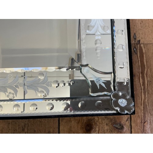 688 - An Italian design Cut Glass Venetian Effect Mirror with engraved Frosted Decoration. Measuring: 143c... 
