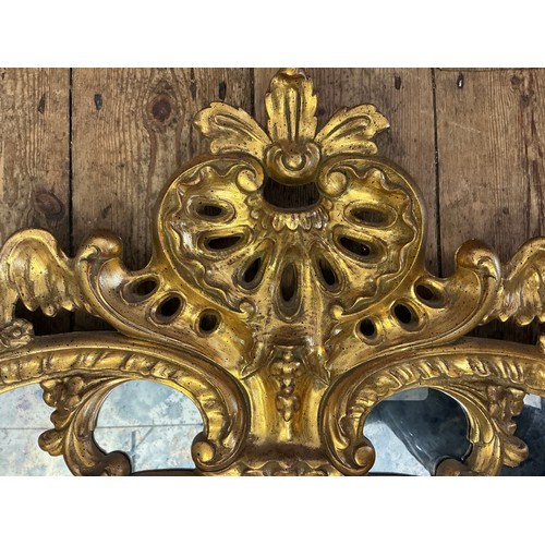 689 - A Large Rococo design Scroll & Shell Entrance Hall Mirror with panelled sides. Measuring: 90cms x 13... 