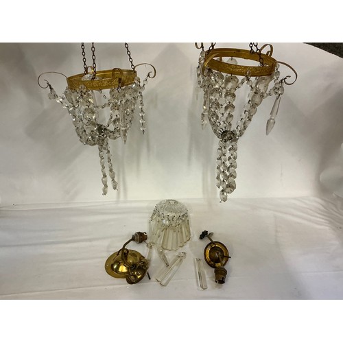 697 - A Pair of Bag Shaped Lustre Ceiling Lights & one other.