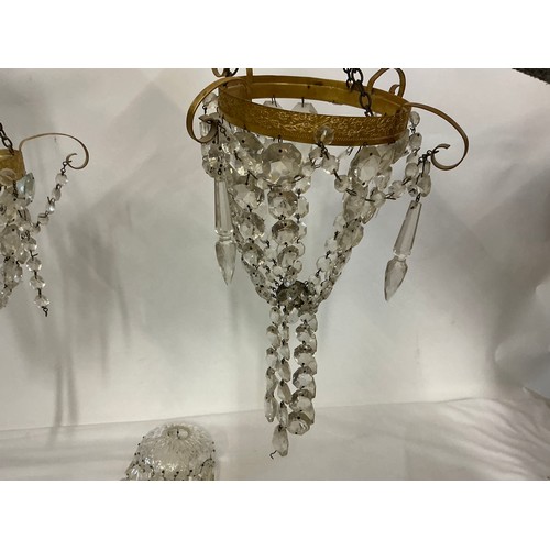 697 - A Pair of Bag Shaped Lustre Ceiling Lights & one other.