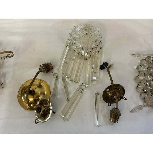 697 - A Pair of Bag Shaped Lustre Ceiling Lights & one other.