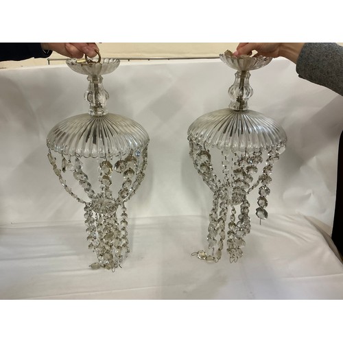 698 - A Pair of Bag shaped Glass Chandeliers.