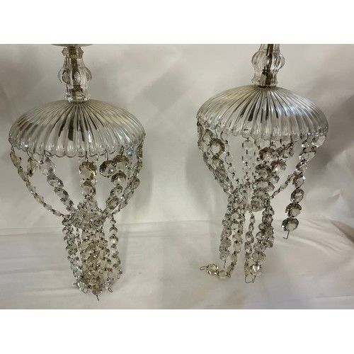 698 - A Pair of Bag shaped Glass Chandeliers.