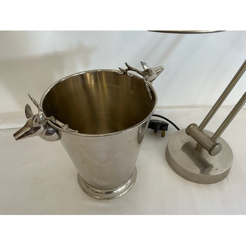 704 - A Stainless Steel Desk Lamp & an Ice Bucket (AF).