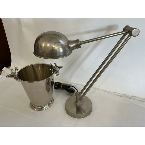 704 - A Stainless Steel Desk Lamp & an Ice Bucket (AF).