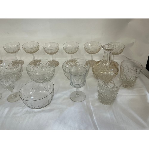 709 - A Collection of Glass to include Thumb Cut White Wines, Finger Bowls, Ice Plates, etc.