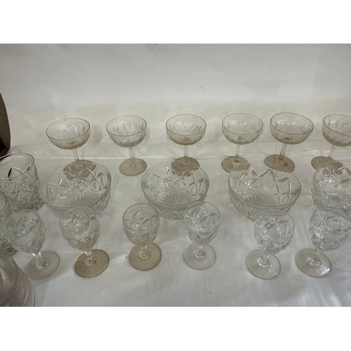 709 - A Collection of Glass to include Thumb Cut White Wines, Finger Bowls, Ice Plates, etc.