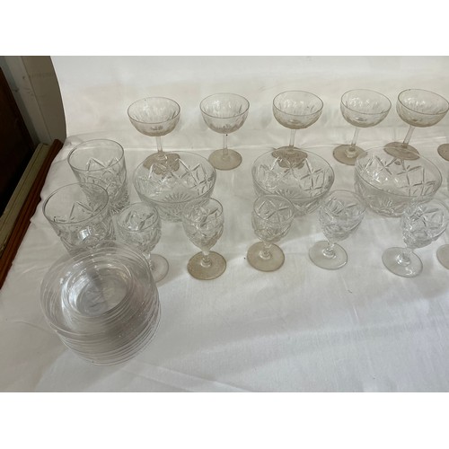 709 - A Collection of Glass to include Thumb Cut White Wines, Finger Bowls, Ice Plates, etc.