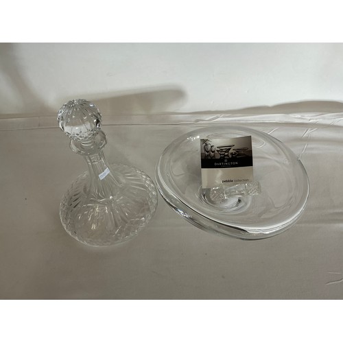 716 - A Dartington Glass Pebble Bowl on Stand & a Ship's Decanter.