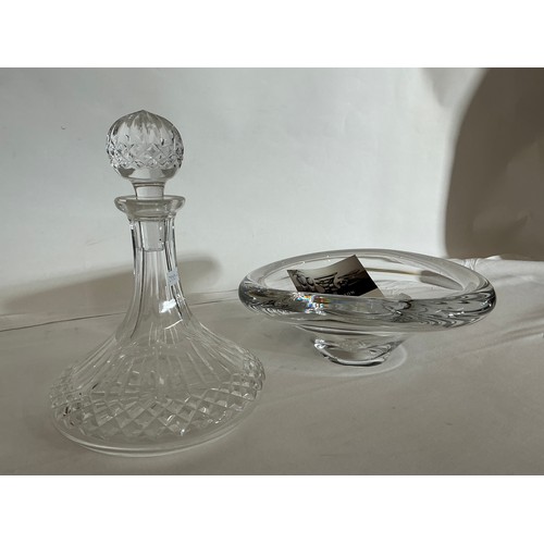 716 - A Dartington Glass Pebble Bowl on Stand & a Ship's Decanter.