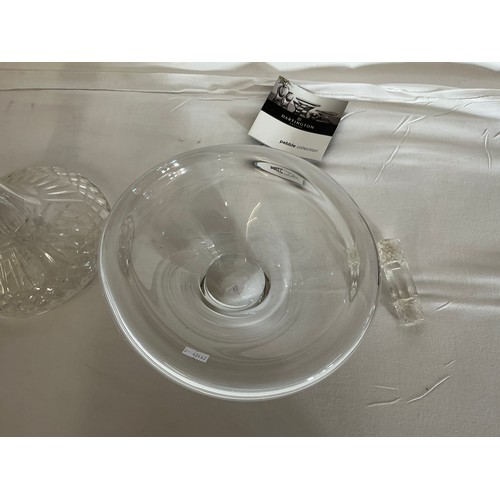 716 - A Dartington Glass Pebble Bowl on Stand & a Ship's Decanter.