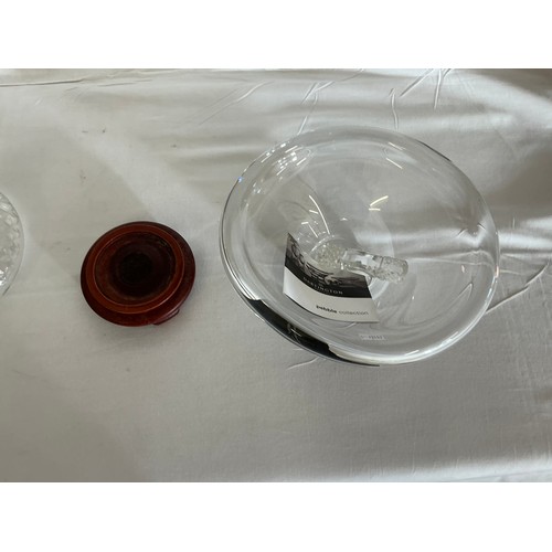 716 - A Dartington Glass Pebble Bowl on Stand & a Ship's Decanter.