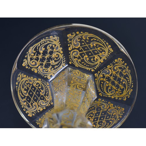 732 - A Large Triple Air Twist Knop & Spread out Foot Ale Glass. Measures: 28cms High. Along with a Bohemi... 