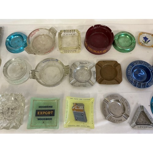 749 - A Large Collection of Original Pub/Hotel Glass & Tin Ashtrays to include Senior Service, Wills's, St... 