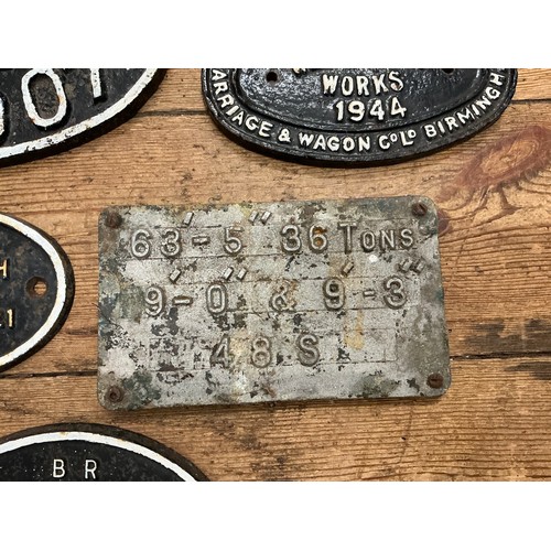 755 - A Collection of Nine Vintage Railway Cast Iron Plaques for Locomotives, Carriages, Wagons, etc.