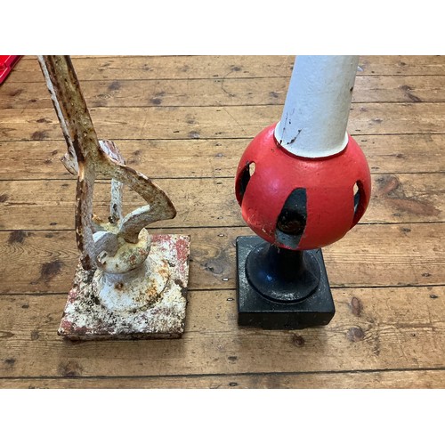 758 - Two Vintage Cast Iron Railway Trackside Finials/Signs. Measuring: 62cms & 72cms High.