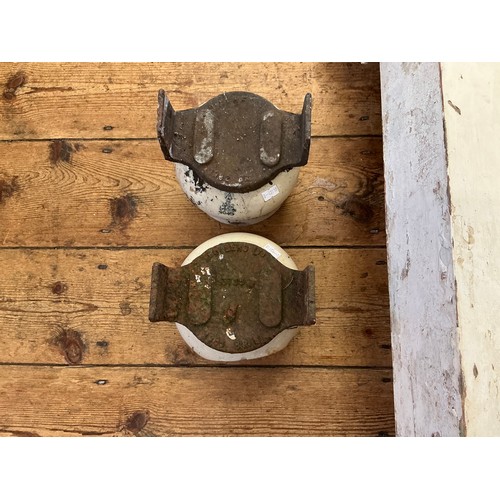 759 - A Vintage Wooden & Cast Iron Railway No: 13 Mile Marker. Measuring: 93cms High. Along with Two Porce... 