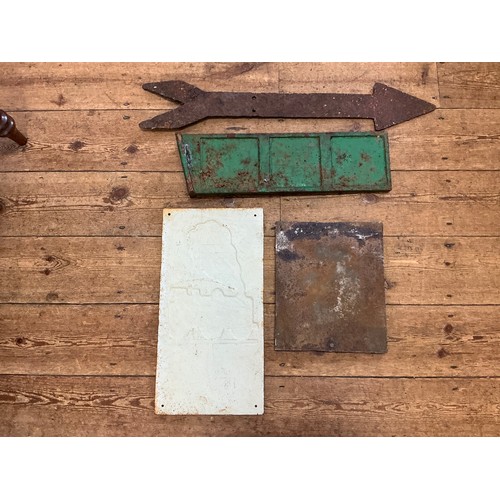 760 - A Collection of Four Vintage Cast Iron Railway Station Signs to include a Direction Arrow, 7/6 Direc... 