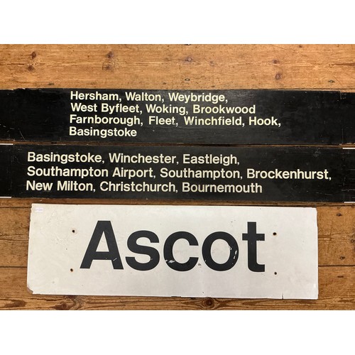 776 - Two Original 1970s Wooden Railway Station Double Sided Destination Boards for 