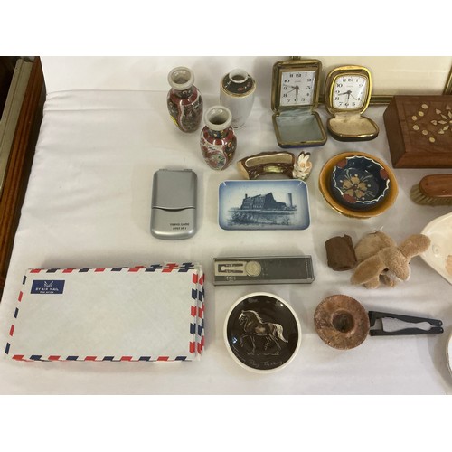 798 - A Collection of various Collectables to include two Travelling Clocks, Two Pictures, Tea Pot, Miniat... 