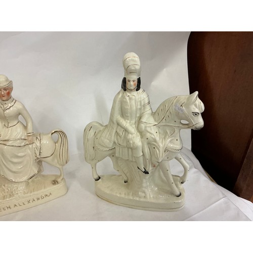 803 - A Pair of Staffordshire Flat Back Figurines of Edward VII & Queen Alexandra, a Similar Figure of a S... 