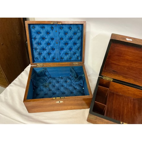806 - Three various Sewing Boxes one in Walnut, Mahogany & one other.