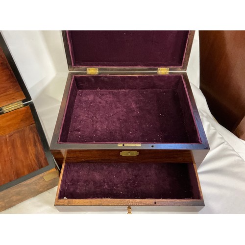 806 - Three various Sewing Boxes one in Walnut, Mahogany & one other.