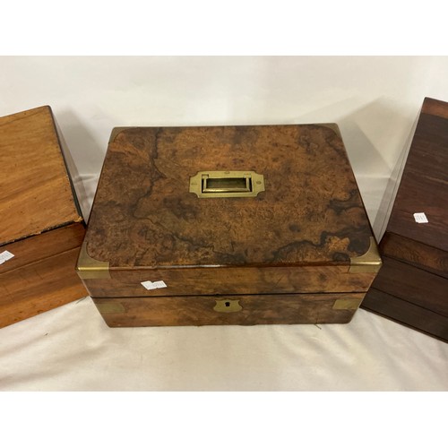 806 - Three various Sewing Boxes one in Walnut, Mahogany & one other.