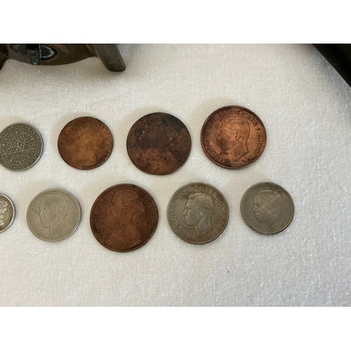 816 - Two Table Top Lighters including one Ronson, Various Coins, etc.