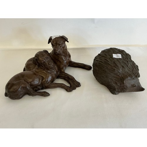 883 - A Study of a Hedgehog & a two Dog Ornament.