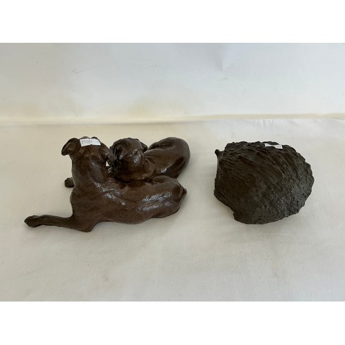 883 - A Study of a Hedgehog & a two Dog Ornament.