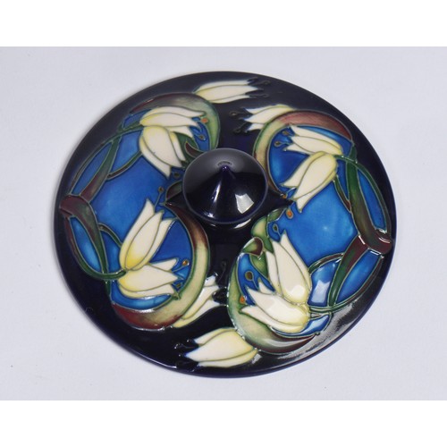 894 - A Moorcroft Pottery bonboniere in the Loch Hope pattern, having Twin Handles to a slender body & fla... 