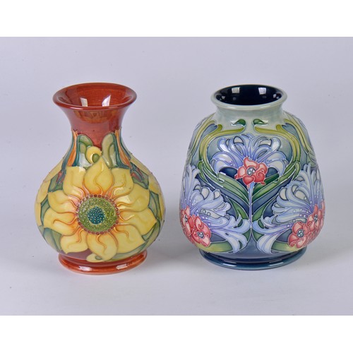 899 - A Sunflower Moorcroft Vase & one other decorated in the Art Nouveau style Complete with Boxes & Pape... 