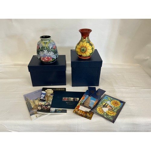 899 - A Sunflower Moorcroft Vase & one other decorated in the Art Nouveau style Complete with Boxes & Pape... 