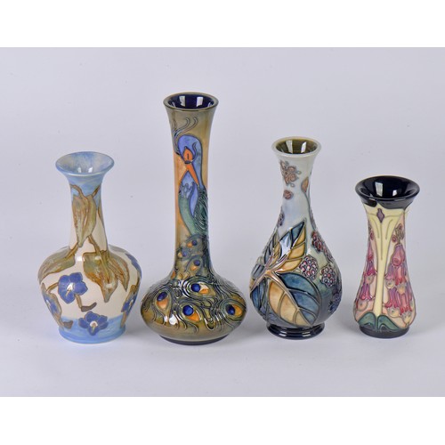 904 - Four various Moorcroft Vases with Peacock's Feathers, Fruits & Leaves Complete with Boxes & Paperwor... 
