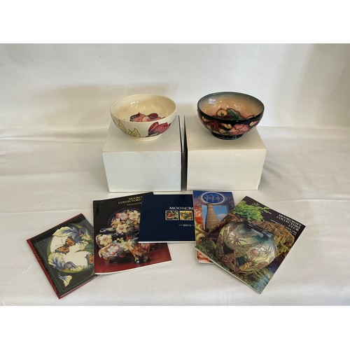 905 - Two Moorcroft Bowls decorated with Flowers Complete with Boxes & Paperwork. Measuring: 16cms across.