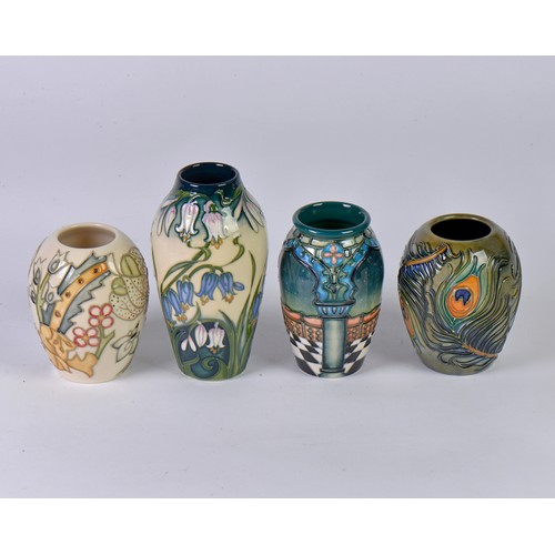 914 - Four various Moorcroft Vases Complete with Boxes & Paperwork. Measuring: 14cms High. (Approx).