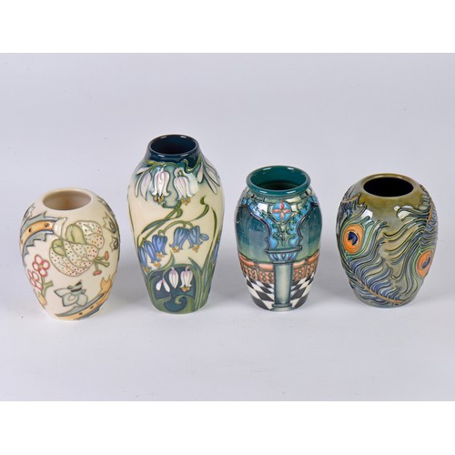 914 - Four various Moorcroft Vases Complete with Boxes & Paperwork. Measuring: 14cms High. (Approx).