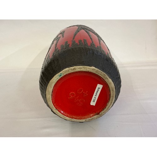 925 - A Fat Lava German Lava ware Vase decorated with Horses in Black. Marked Scheuric No: 54640. Measurin... 