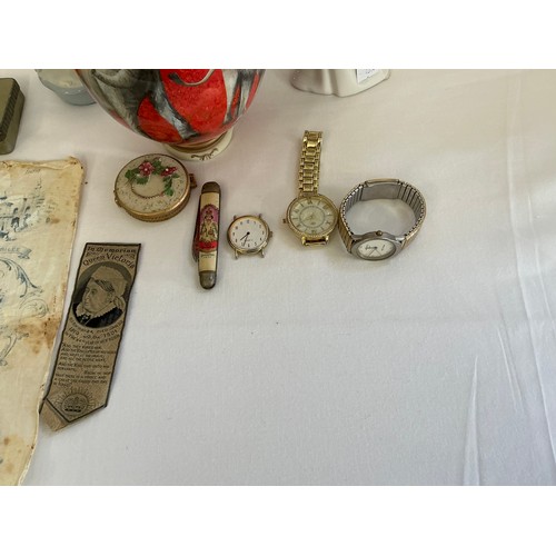 926 - A Pair of Nao Figurines, a Painted Ostrich Egg by Stanley Rowe, three Wristwatches, Queen Victoria B... 