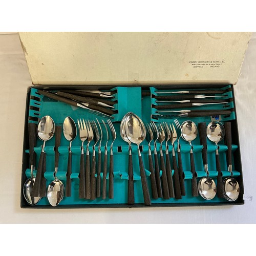 121 - A Joseph Rodgers & Sons 1960s Ebony & Steel Stylish Cutlery set in Original Box.