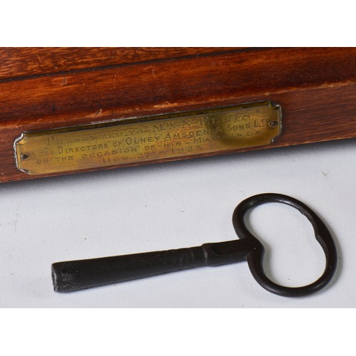 347 - A Mahogany Cased German made Domed Topped Bracket Clock with Chiming movement, Nickel Silver Chapter... 