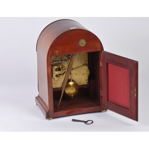 347 - A Mahogany Cased German made Domed Topped Bracket Clock with Chiming movement, Nickel Silver Chapter... 