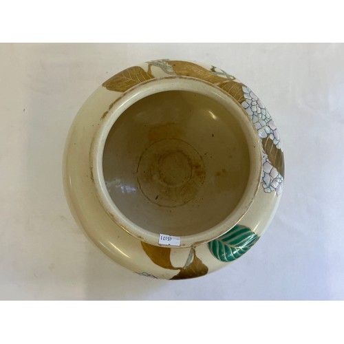 778 - An Art Nouveau Japanese Satsuma Plant Pot with Moriage decoration, gilding & a square seal mark. Mea... 