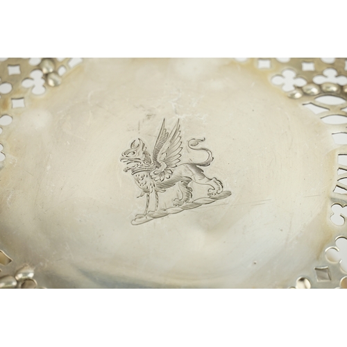 2 - A Victorian silver pedestal dish by Charles Thomas Fox & George Fox, the dish features intricate pie... 