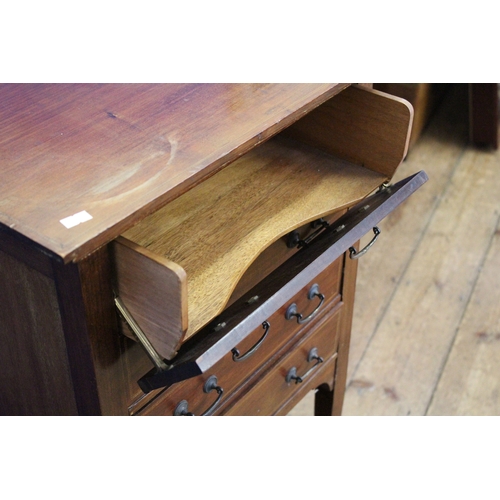 579 - A late 19th Century Satinwood inlaid & Mahogany Music Cabinet fitted with Ring Drop Brass Handles & ... 