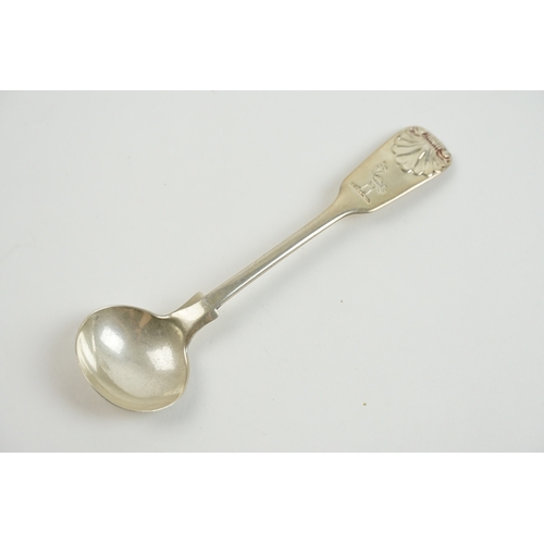 14 - An early Victorian crested silver spoon, hallmarked Newcastle 1840, together with a silver egg cup a... 